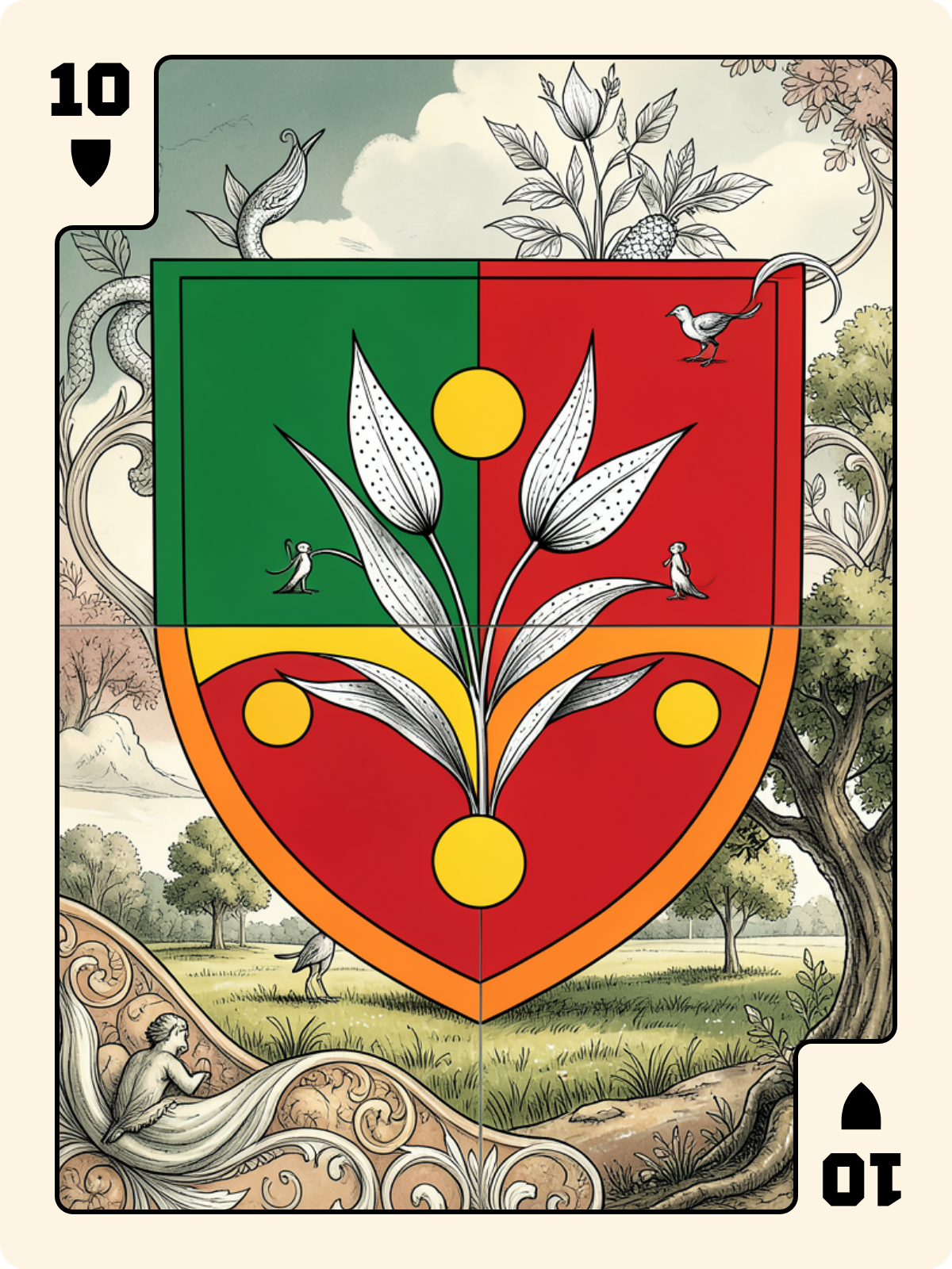As de Gland + 10 de Bouclier + 5 de Bâton
