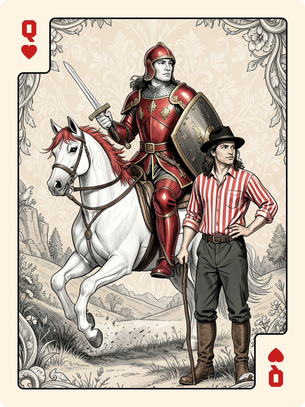 Cavalier d'Épée + Dame de Cœur + Unter de Feuille